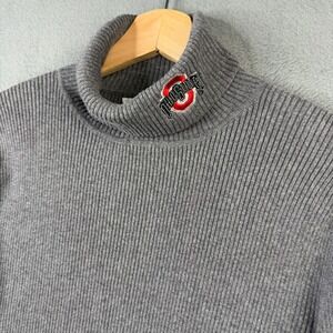 BellePointe Ohio State Buckeyes Gray Ribbed Turtleneck Cotton Sweater Womens L